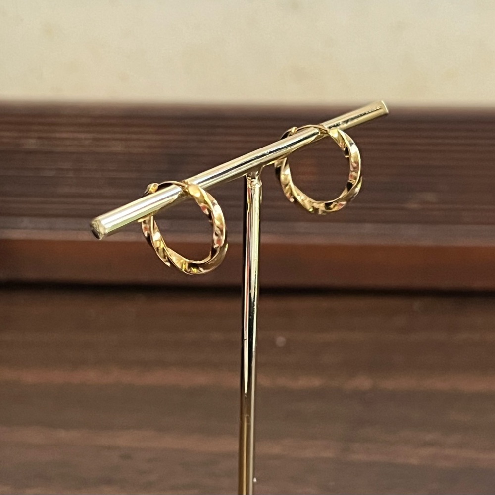 Gold plated stainless steel twist small hoop earrings